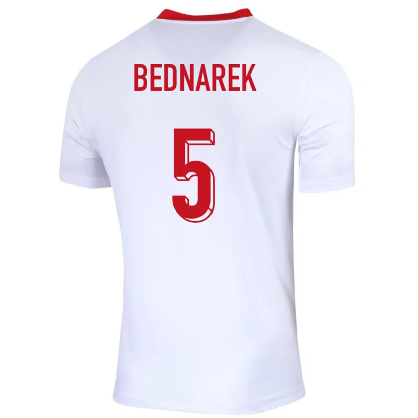 Danxen Børn Polen Jan Bednarek #5 Hvid Hjemmebane Spillertrøjer 24-26 Trøje T-Shirt