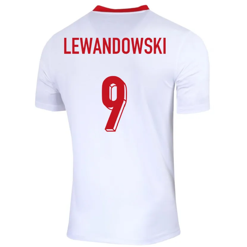 Danxen Børn Polen Robert Lewandowski #9 Hvid Hjemmebane Spillertrøjer 24-26 Trøje T-Shirt