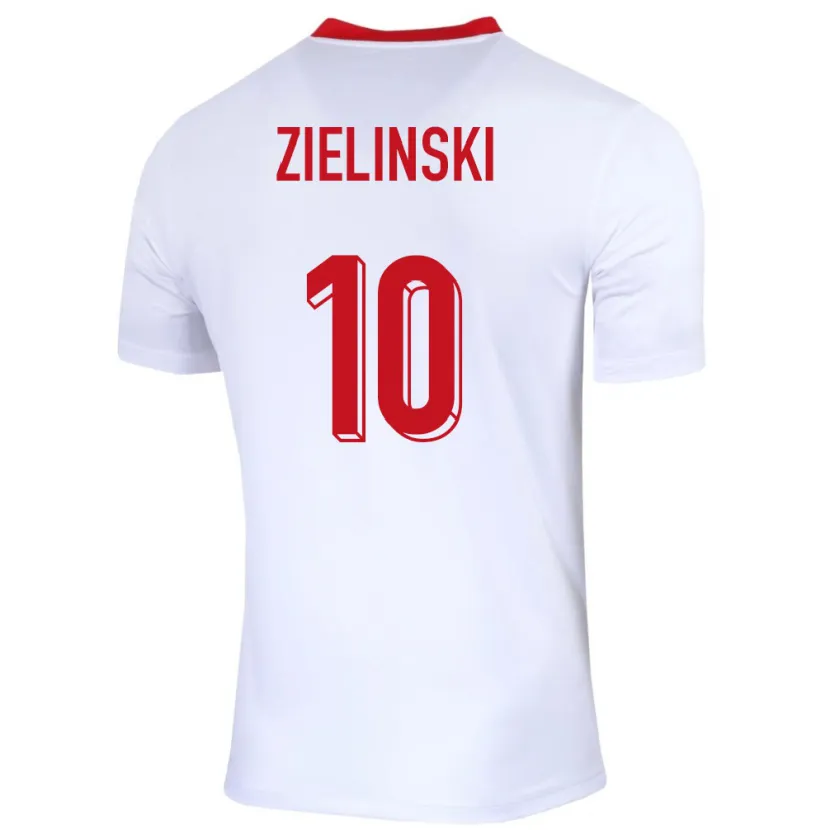 Danxen Børn Polen Piotr Zielinski #10 Hvid Hjemmebane Spillertrøjer 24-26 Trøje T-Shirt