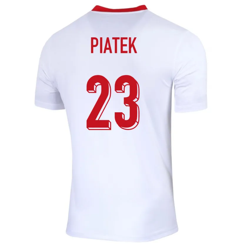 Danxen Børn Polen Krzysztof Piatek #23 Hvid Hjemmebane Spillertrøjer 24-26 Trøje T-Shirt