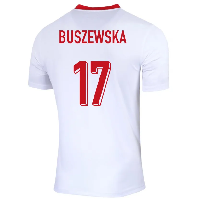 Danxen Børn Polen Zofia Buszewska #17 Hvid Hjemmebane Spillertrøjer 24-26 Trøje T-Shirt