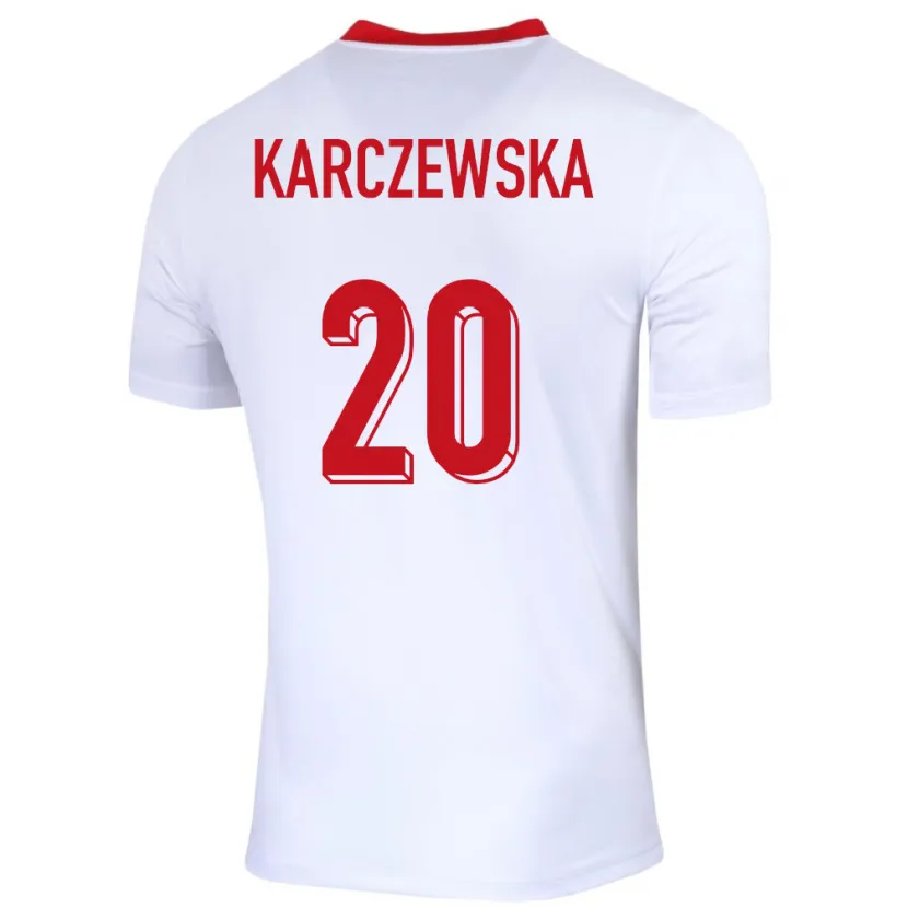 Danxen Børn Polen Nikola Karczewska #20 Hvid Hjemmebane Spillertrøjer 24-26 Trøje T-Shirt