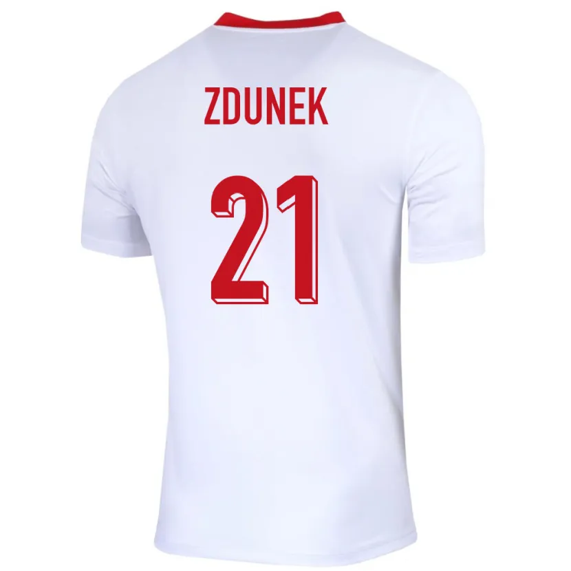 Danxen Børn Polen Emilia Zdunek #21 Hvid Hjemmebane Spillertrøjer 24-26 Trøje T-Shirt