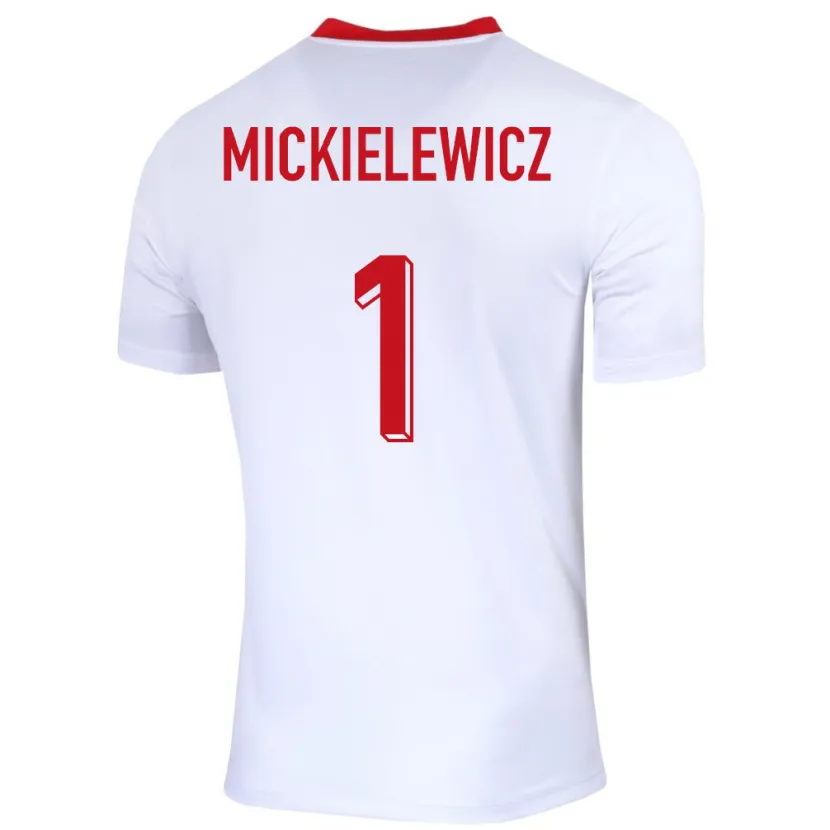 Danxen Børn Polen Aleksander Mickielewicz #1 Hvid Hjemmebane Spillertrøjer 24-26 Trøje T-Shirt