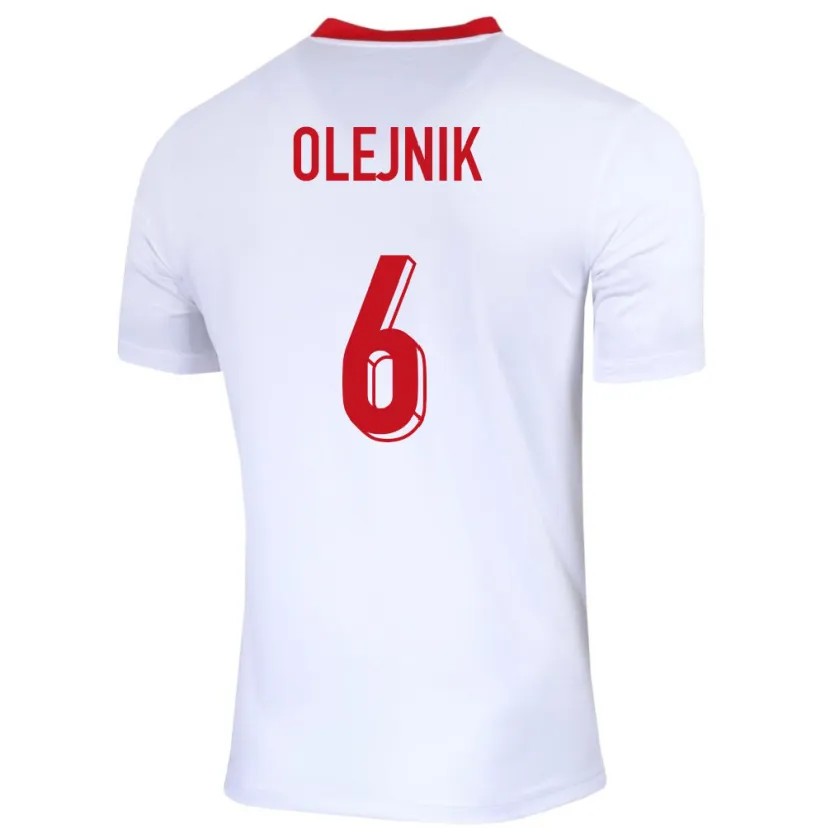 Danxen Børn Polen Patryk Olejnik #6 Hvid Hjemmebane Spillertrøjer 24-26 Trøje T-Shirt