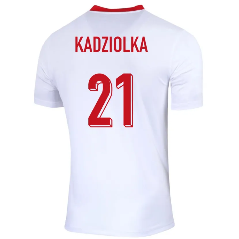 Danxen Børn Polen Szymon Kadziolka #21 Hvid Hjemmebane Spillertrøjer 24-26 Trøje T-Shirt