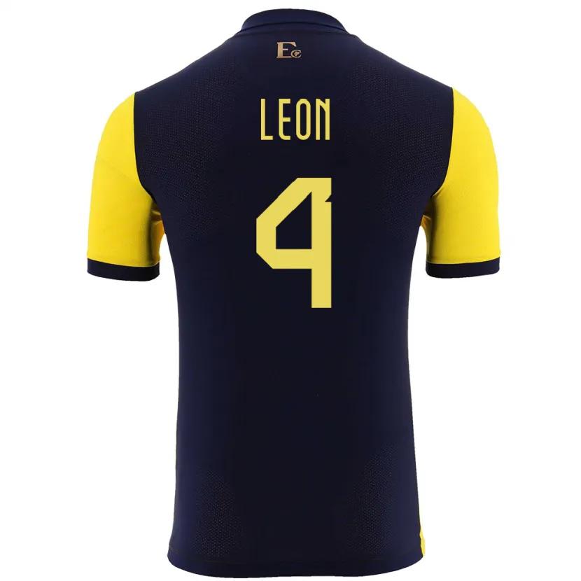 Danxen Børn Ecuador Fernando Leon #4 Gul Hjemmebane Spillertrøjer 24-26 Trøje T-Shirt