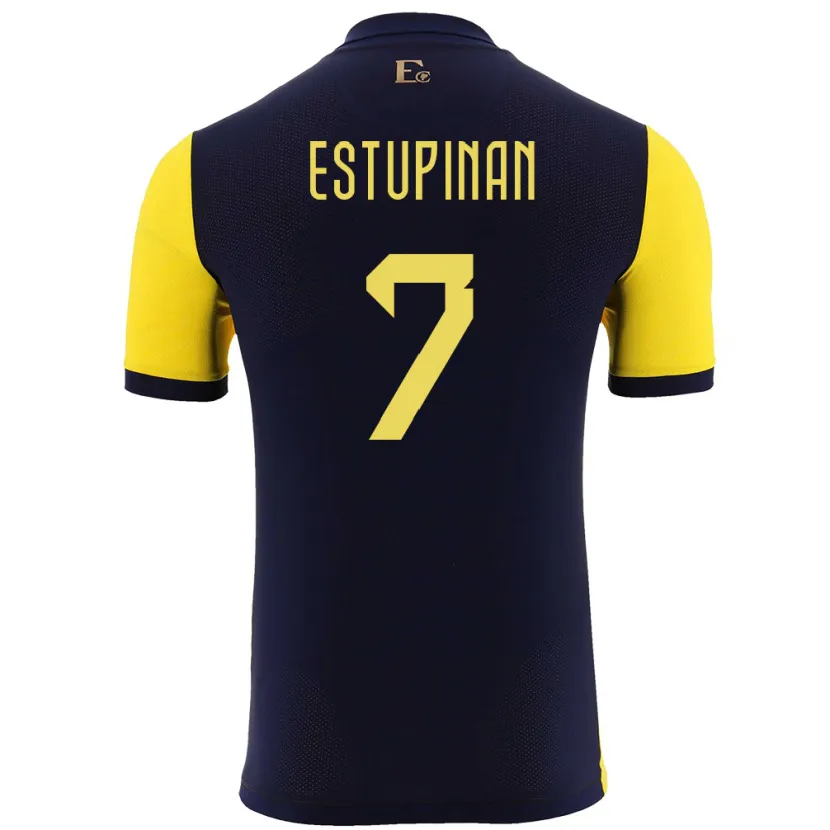 Danxen Børn Ecuador Pervis Estupinan #7 Gul Hjemmebane Spillertrøjer 24-26 Trøje T-Shirt