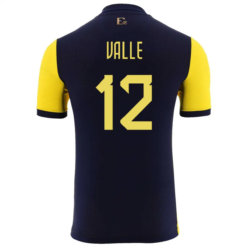 Danxen Børn Ecuador Gonzalo Valle #12 Gul Hjemmebane Spillertrøjer 24-26 Trøje T-Shirt