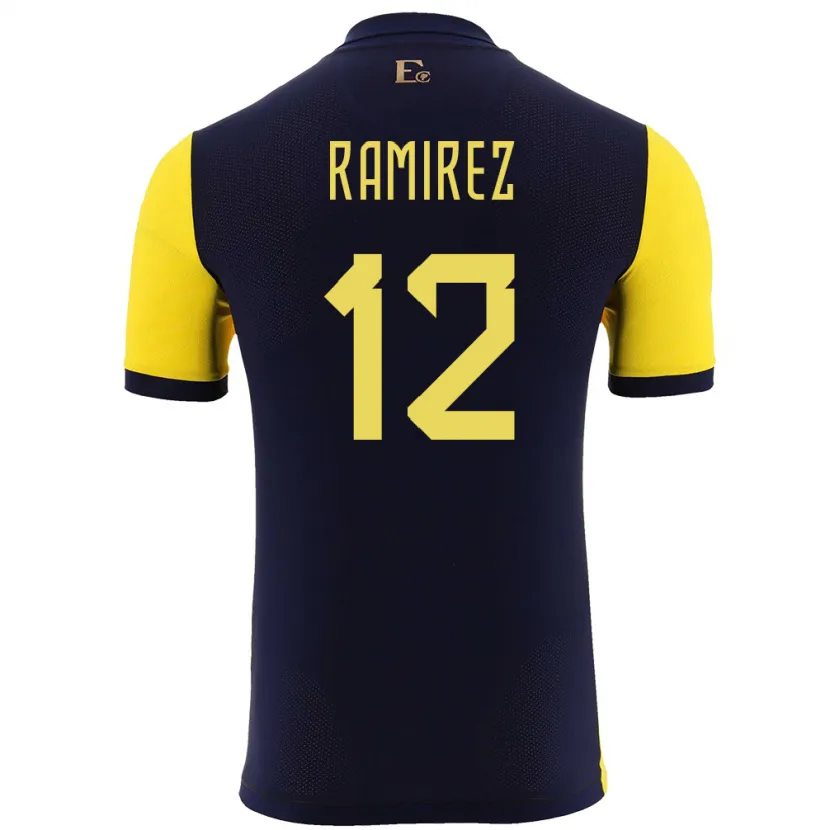 Danxen Børn Ecuador Moises Ramirez #12 Gul Hjemmebane Spillertrøjer 24-26 Trøje T-Shirt