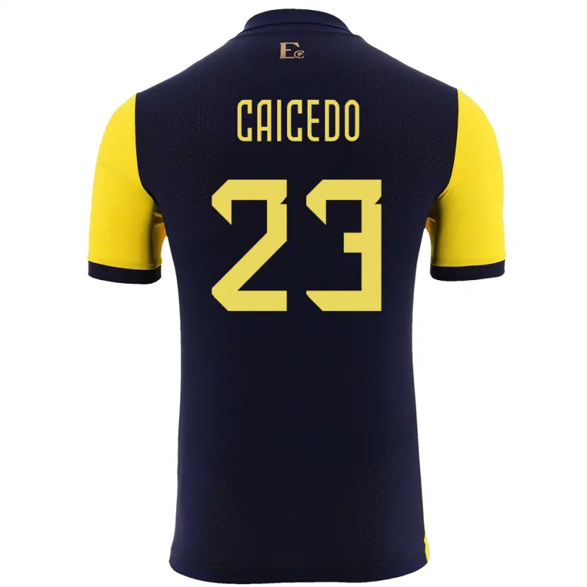 Danxen Børn Ecuador Moises Caicedo #23 Gul Hjemmebane Spillertrøjer 24-26 Trøje T-Shirt