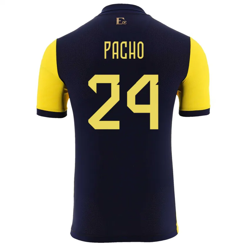 Danxen Børn Ecuador William Pacho #24 Gul Hjemmebane Spillertrøjer 24-26 Trøje T-Shirt