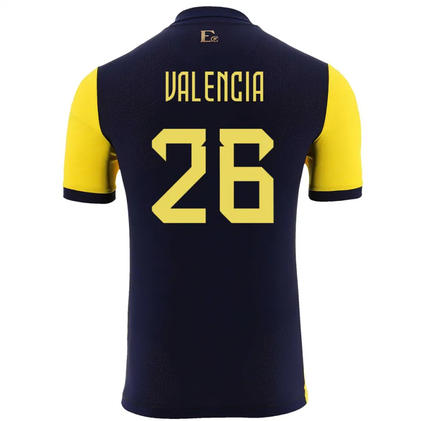 Danxen Børn Ecuador Anthony Valencia #26 Gul Hjemmebane Spillertrøjer 24-26 Trøje T-Shirt