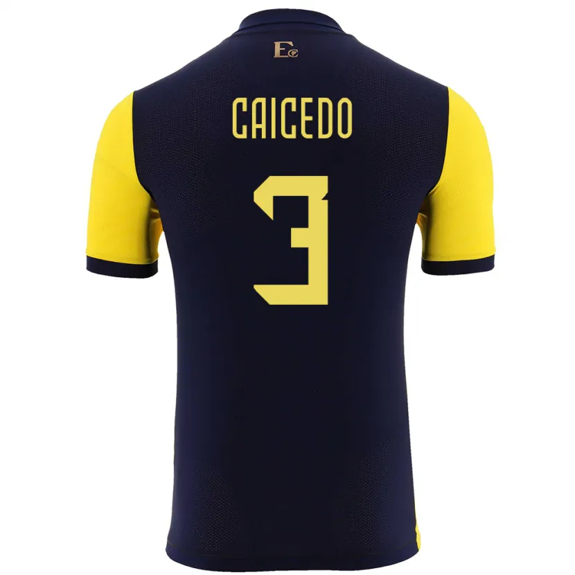 Danxen Børn Ecuador Jessy Caicedo #3 Gul Hjemmebane Spillertrøjer 24-26 Trøje T-Shirt