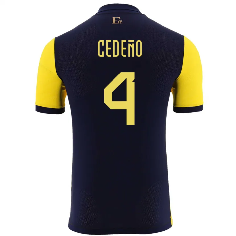 Danxen Børn Ecuador Stefany Cedeno #4 Gul Hjemmebane Spillertrøjer 24-26 Trøje T-Shirt