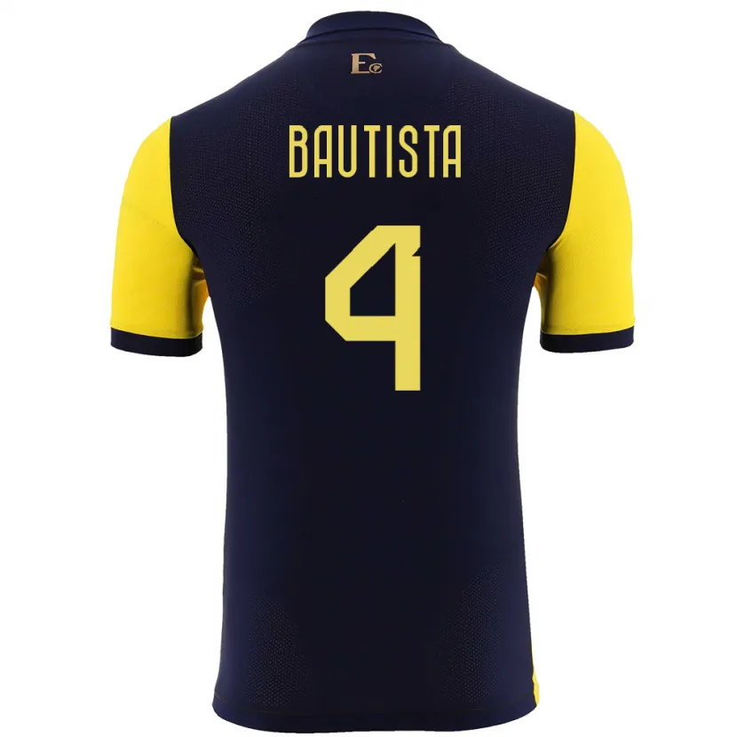 Danxen Børn Ecuador Davis Bautista #4 Gul Hjemmebane Spillertrøjer 24-26 Trøje T-Shirt