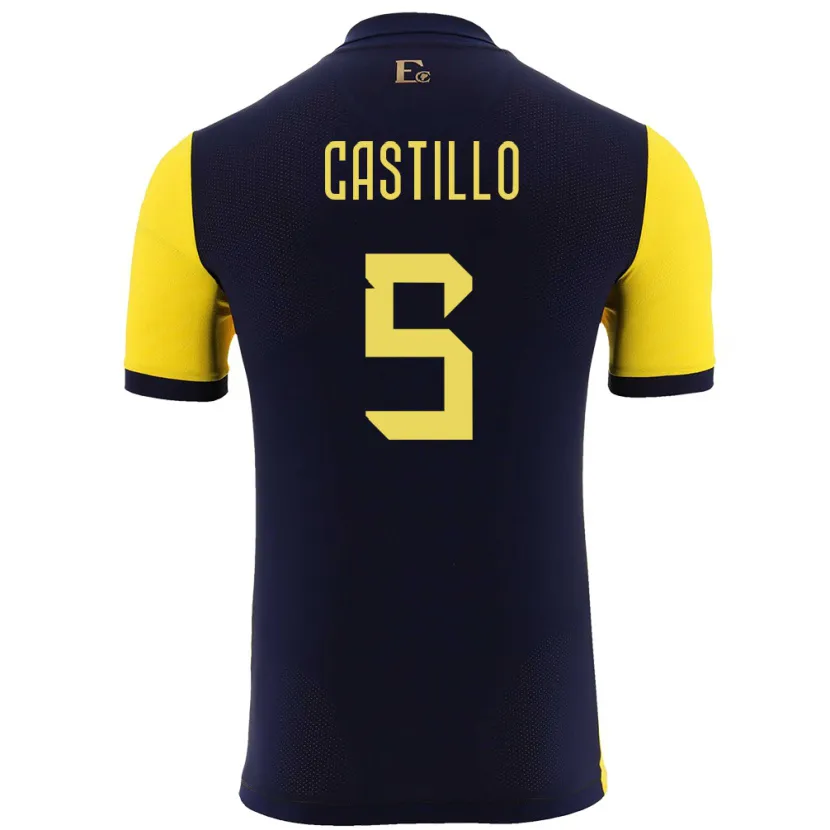 Danxen Børn Ecuador Denil Castillo #5 Gul Hjemmebane Spillertrøjer 24-26 Trøje T-Shirt