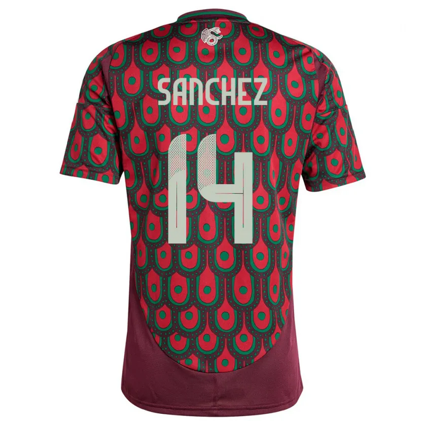 Danxen Børn Mexico Erick Sanchez #14 Rødbrun Hjemmebane Spillertrøjer 24-26 Trøje T-Shirt