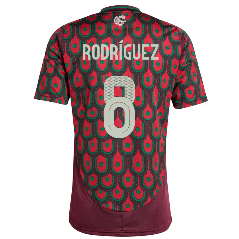 Danxen Børn Mexico Carlos Rodriguez #8 Rødbrun Hjemmebane Spillertrøjer 24-26 Trøje T-Shirt