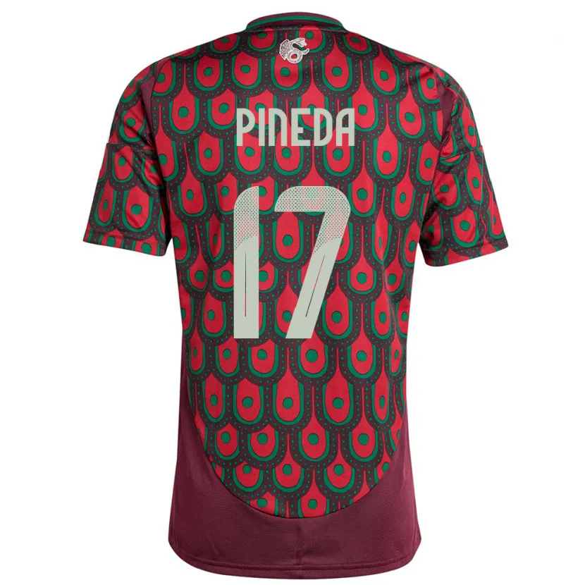 Danxen Børn Mexico Orbelin Pineda #17 Rødbrun Hjemmebane Spillertrøjer 24-26 Trøje T-Shirt