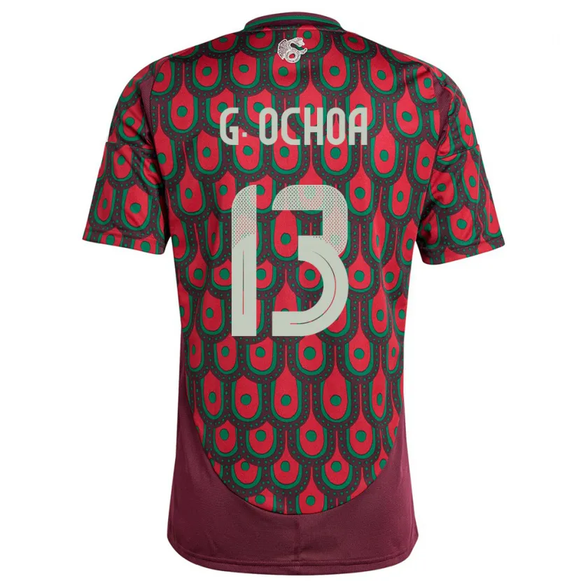 Danxen Børn Mexico Guillermo Ochoa #13 Rødbrun Hjemmebane Spillertrøjer 24-26 Trøje T-Shirt