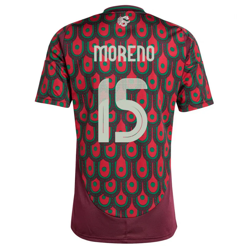 Danxen Børn Mexico Hector Moreno #15 Rødbrun Hjemmebane Spillertrøjer 24-26 Trøje T-Shirt