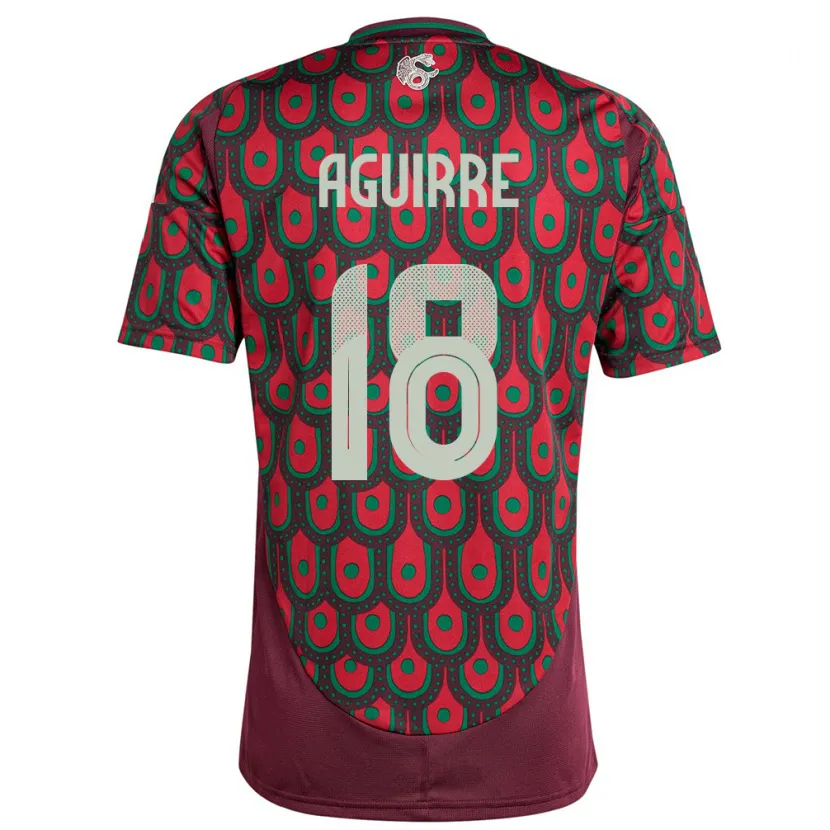 Danxen Børn Mexico Eduardo Aguirre #18 Rødbrun Hjemmebane Spillertrøjer 24-26 Trøje T-Shirt