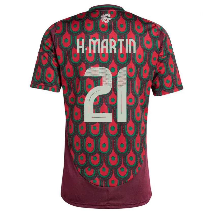 Danxen Børn Mexico Henry Martin #21 Rødbrun Hjemmebane Spillertrøjer 24-26 Trøje T-Shirt