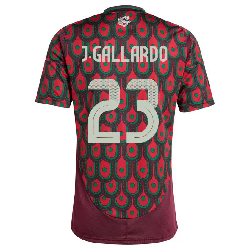 Danxen Børn Mexico Jesus Gallardo #23 Rødbrun Hjemmebane Spillertrøjer 24-26 Trøje T-Shirt