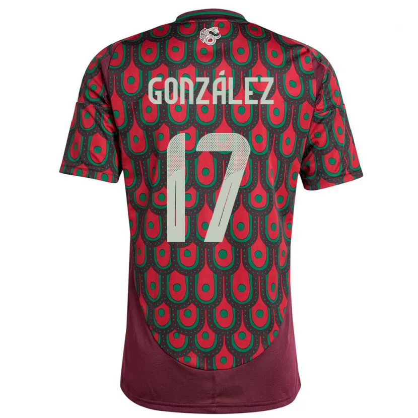 Danxen Børn Mexico Alison Gonzalez #17 Rødbrun Hjemmebane Spillertrøjer 24-26 Trøje T-Shirt