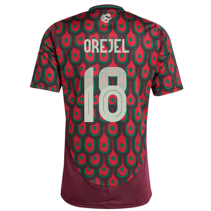 Danxen Børn Mexico Jocelyn Orejel #18 Rødbrun Hjemmebane Spillertrøjer 24-26 Trøje T-Shirt