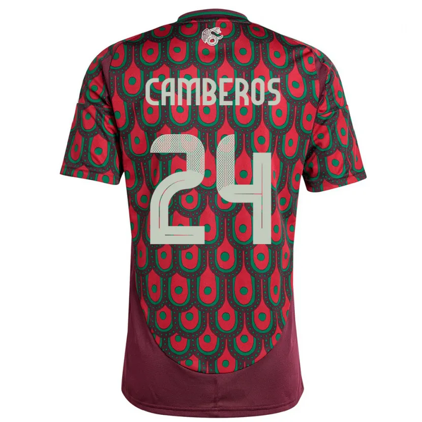 Danxen Børn Mexico Scarlett Camberos #24 Rødbrun Hjemmebane Spillertrøjer 24-26 Trøje T-Shirt