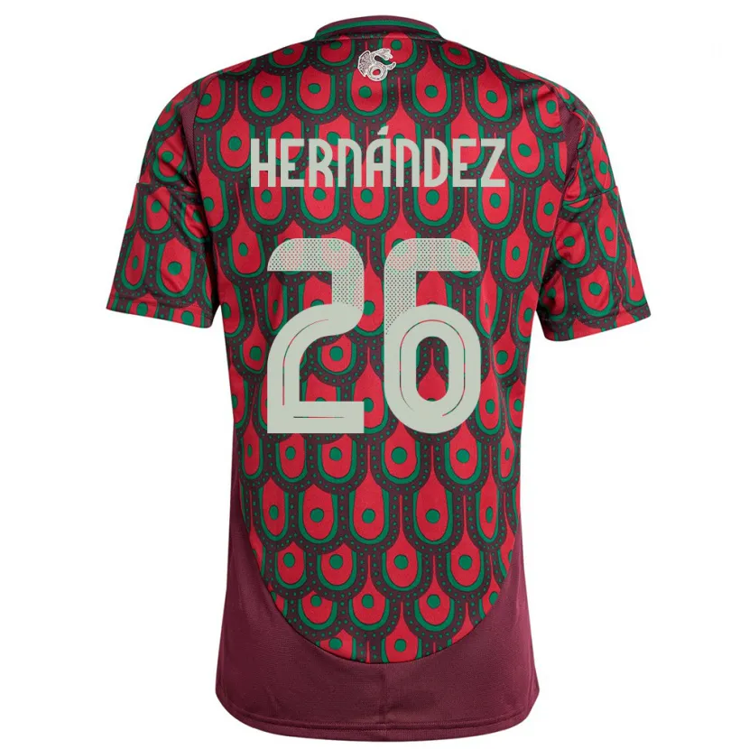 Danxen Børn Mexico Nicolette Hernandez #26 Rødbrun Hjemmebane Spillertrøjer 24-26 Trøje T-Shirt