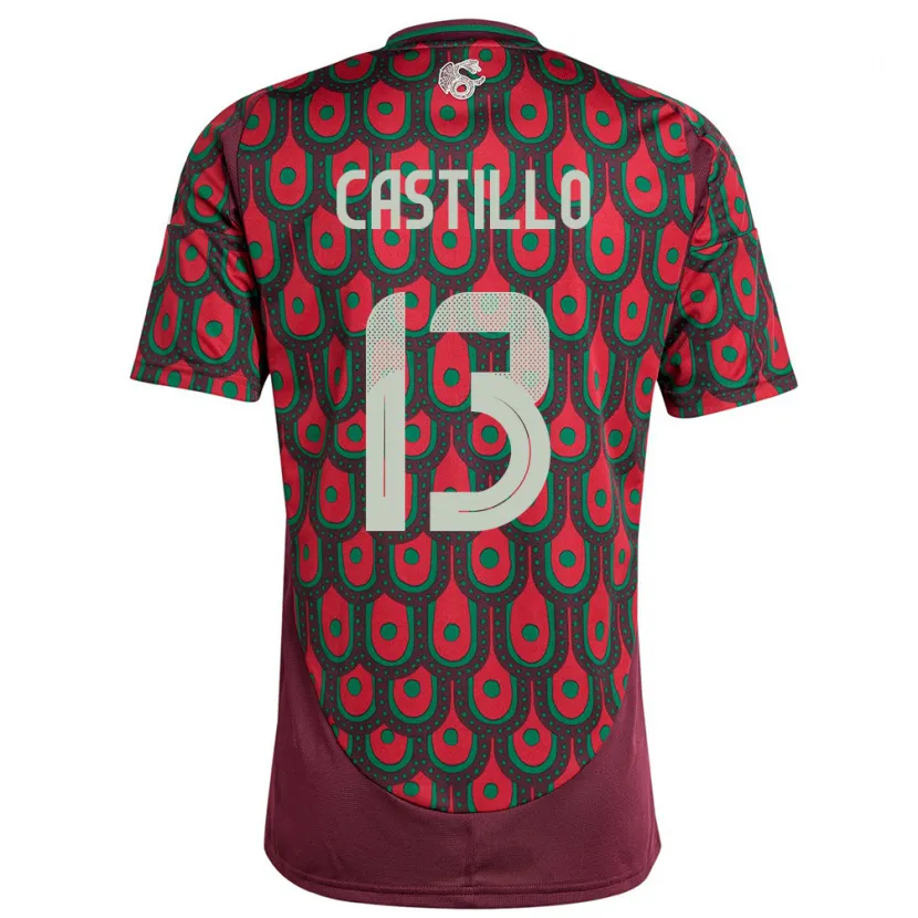 Danxen Børn Mexico Jose Castillo #13 Rødbrun Hjemmebane Spillertrøjer 24-26 Trøje T-Shirt