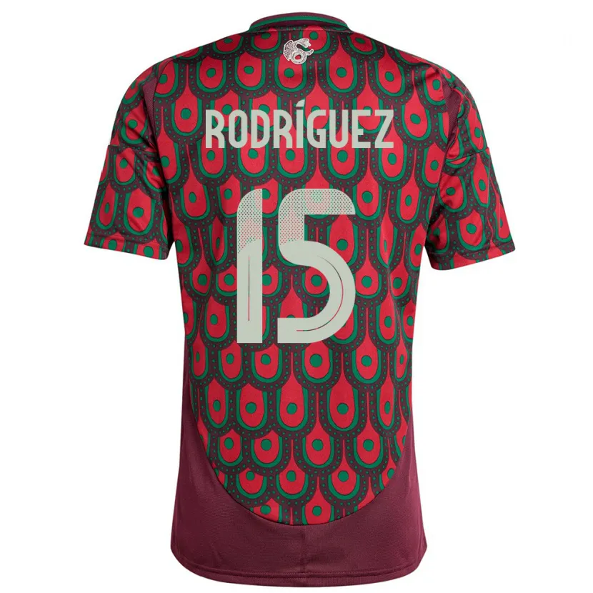 Danxen Børn Mexico Jorge Rodriguez #15 Rødbrun Hjemmebane Spillertrøjer 24-26 Trøje T-Shirt