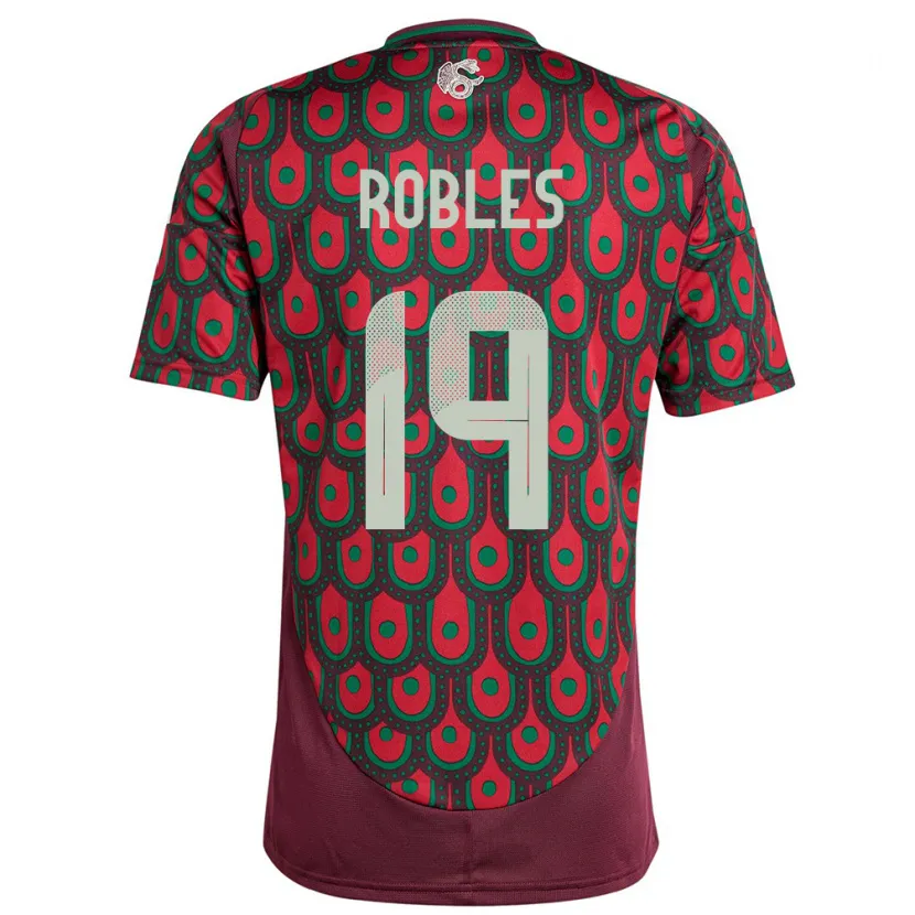 Danxen Børn Mexico Angel Robles #19 Rødbrun Hjemmebane Spillertrøjer 24-26 Trøje T-Shirt