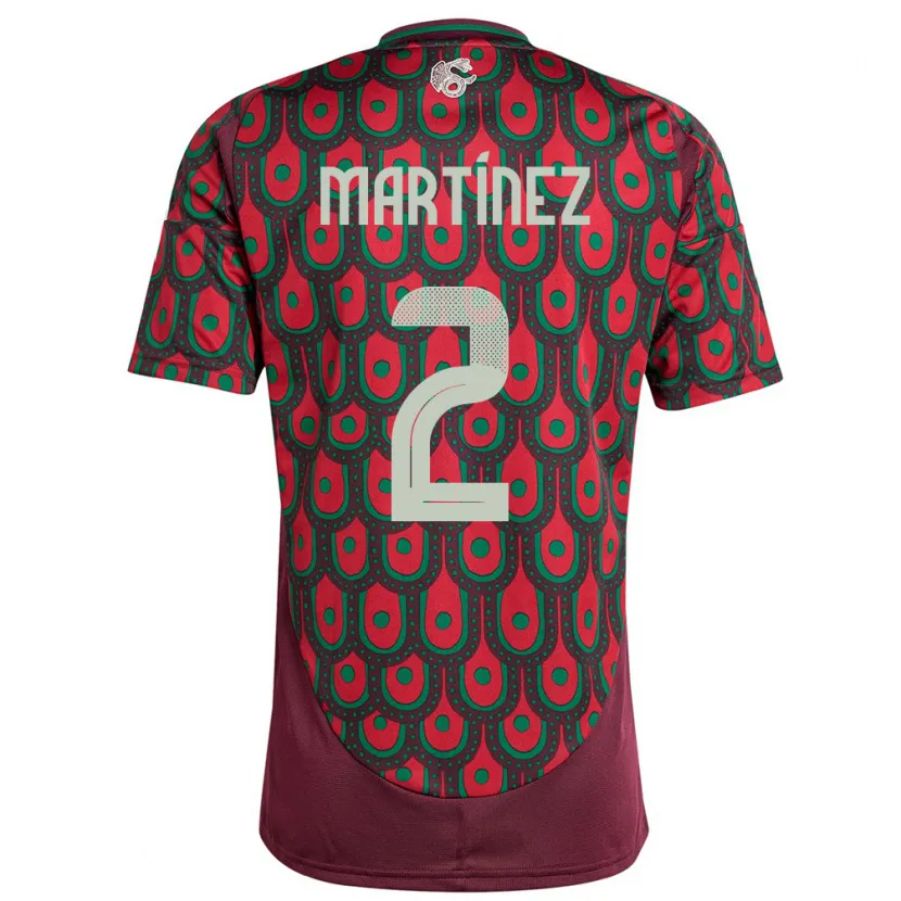 Danxen Børn Mexico Emilio Martinez #2 Rødbrun Hjemmebane Spillertrøjer 24-26 Trøje T-Shirt