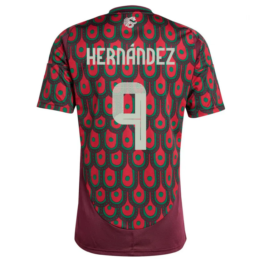 Danxen Børn Mexico Jesus Hernandez #9 Rødbrun Hjemmebane Spillertrøjer 24-26 Trøje T-Shirt