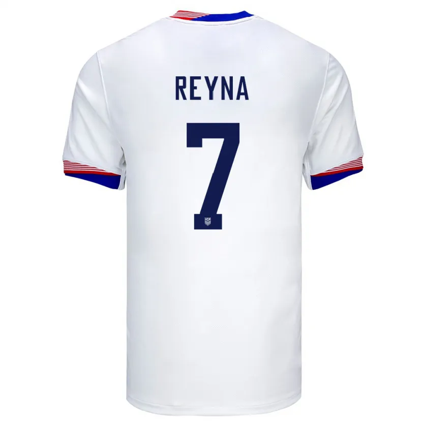 Danxen Børn Usa Giovanni Reyna #7 Hvid Hjemmebane Spillertrøjer 24-26 Trøje T-Shirt