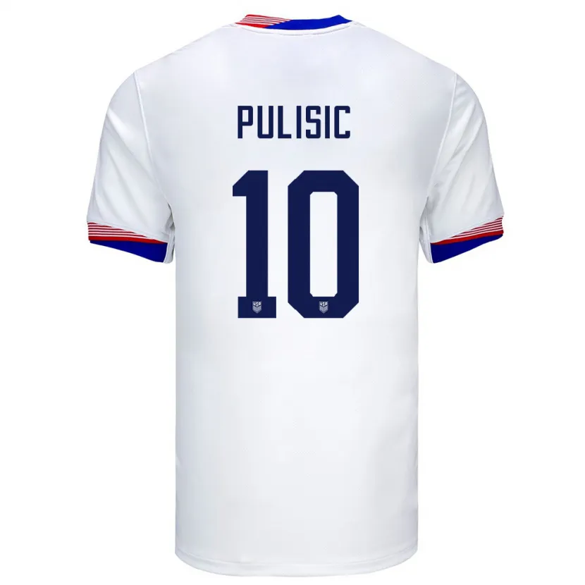 Danxen Børn Usa Christian Pulisic #10 Hvid Hjemmebane Spillertrøjer 24-26 Trøje T-Shirt