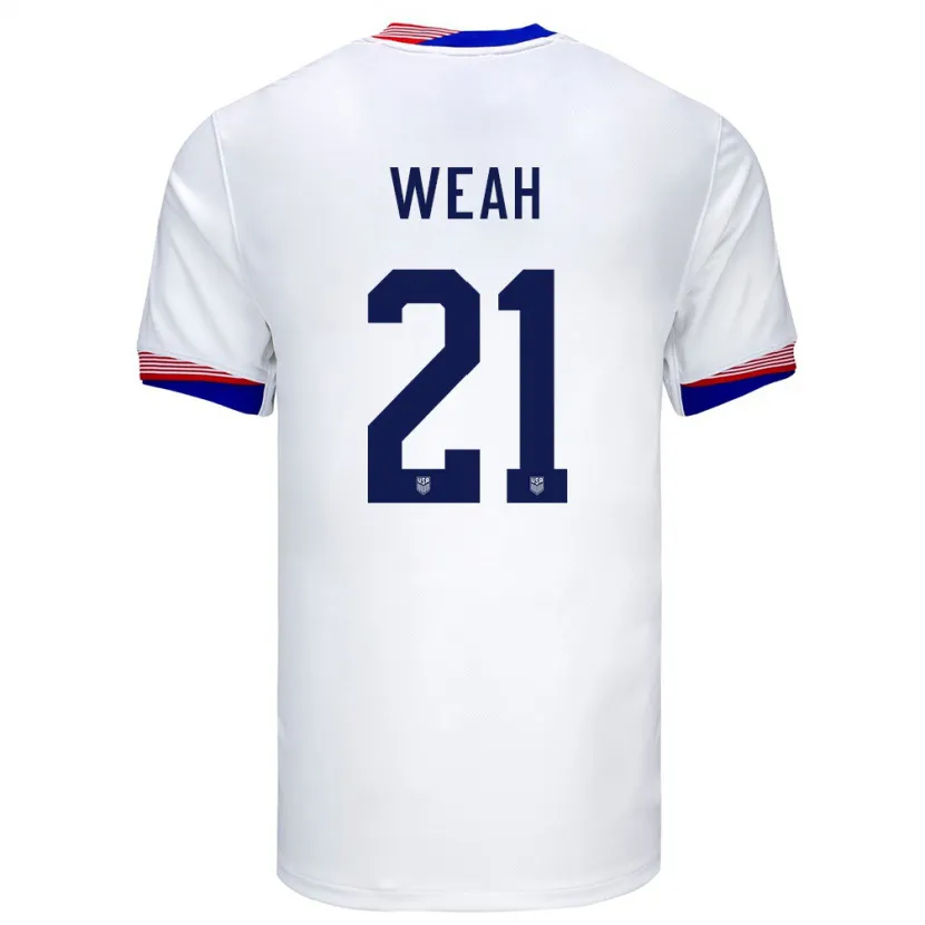 Danxen Børn Usa Timothy Weah #21 Hvid Hjemmebane Spillertrøjer 24-26 Trøje T-Shirt