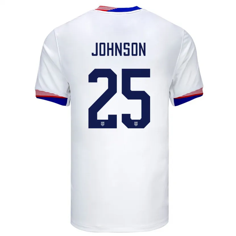 Danxen Børn Usa Sean Johnson #25 Hvid Hjemmebane Spillertrøjer 24-26 Trøje T-Shirt