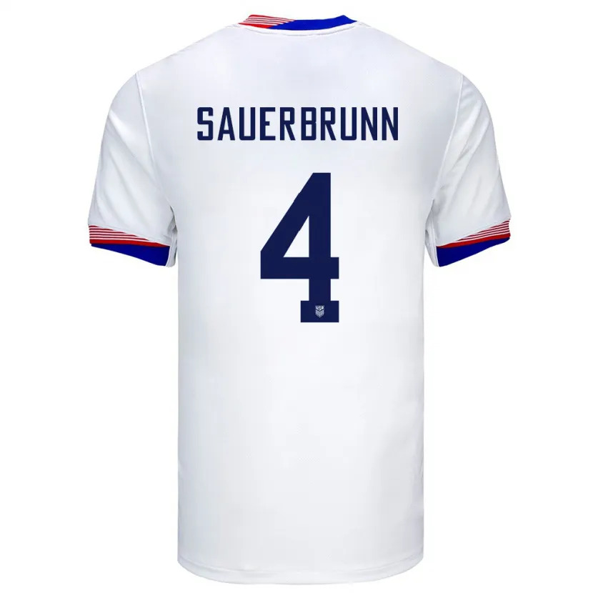 Danxen Børn Usa Becky Sauerbrunn #4 Hvid Hjemmebane Spillertrøjer 24-26 Trøje T-Shirt