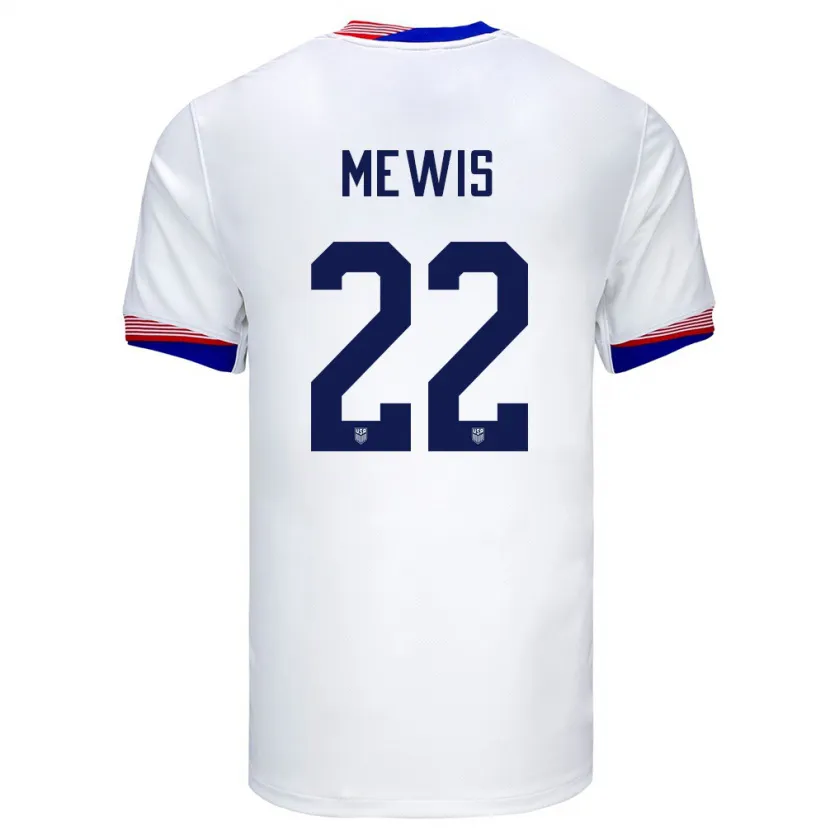 Danxen Børn Usa Kristie Mewis #22 Hvid Hjemmebane Spillertrøjer 24-26 Trøje T-Shirt