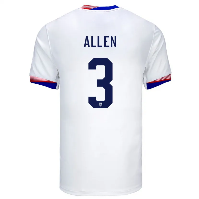 Danxen Børn Usa Noah Allen #3 Hvid Hjemmebane Spillertrøjer 24-26 Trøje T-Shirt