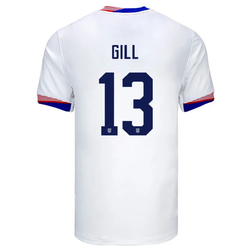 Danxen Børn Usa Adrian Gill #13 Hvid Hjemmebane Spillertrøjer 24-26 Trøje T-Shirt