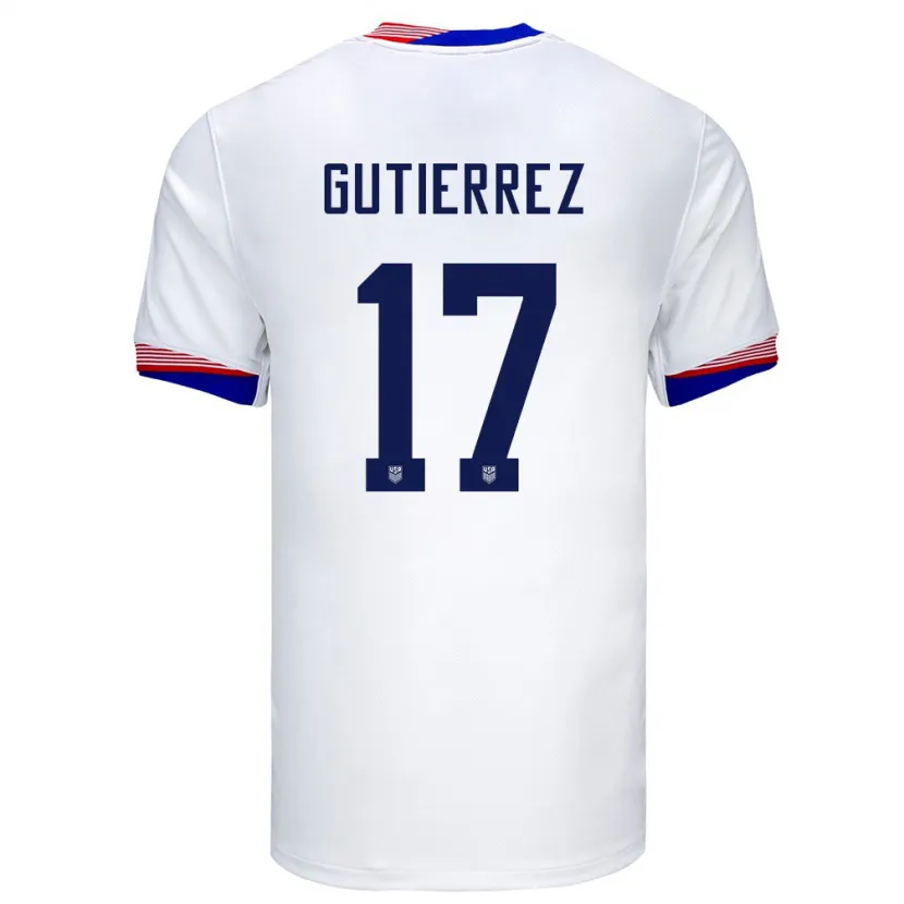 Danxen Børn Usa Brian Gutierrez #17 Hvid Hjemmebane Spillertrøjer 24-26 Trøje T-Shirt