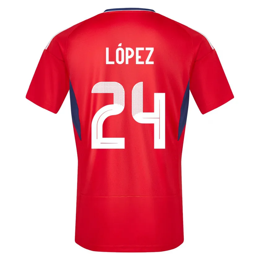 Danxen Børn Costa Rica Douglas Lopez #24 Rød Hjemmebane Spillertrøjer 24-26 Trøje T-Shirt