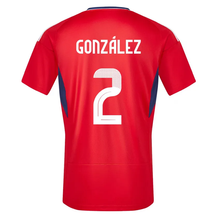 Danxen Børn Costa Rica Julian Gonzalez #2 Rød Hjemmebane Spillertrøjer 24-26 Trøje T-Shirt