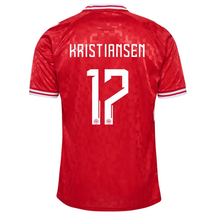 Danxen Børn Danmark Victor Kristiansen #17 Rød Hjemmebane Spillertrøjer 24-26 Trøje T-Shirt